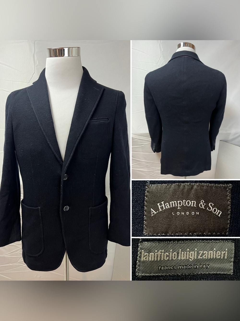 lanificio luigi zanieri Men’s 38R Slim Fit Stretch Knit Bespoke Blazer Jacket